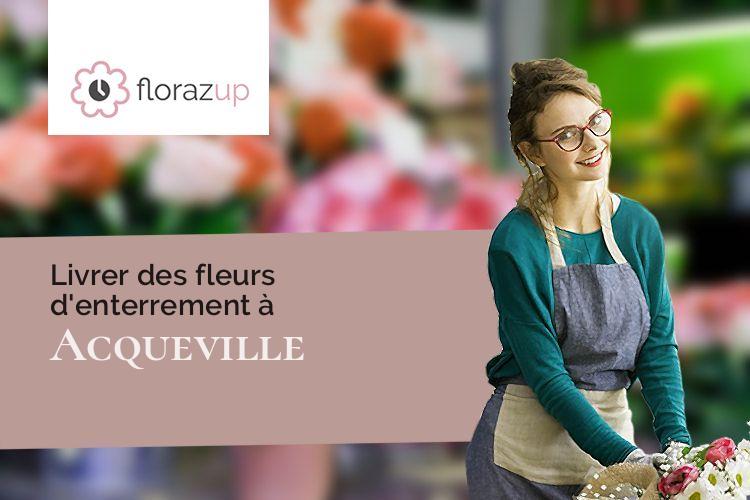 couronnes de fleurs pour des funérailles à Acqueville (Manche/50440)