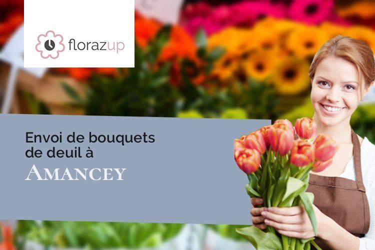 couronnes de fleurs pour des funérailles à Amancey (Doubs/25330)