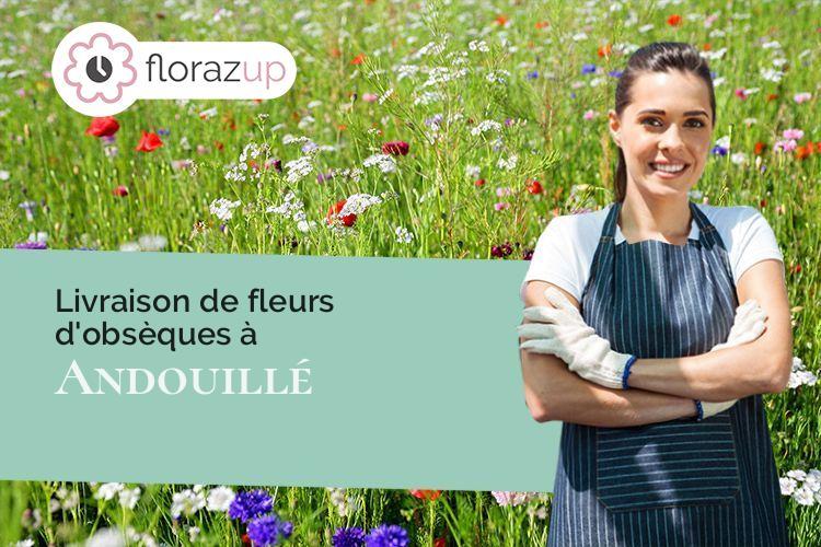 coeur de fleurs pour des funérailles à Andouillé (Mayenne/53240)