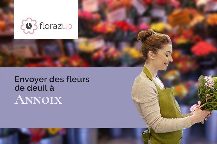 croix de fleurs pour des funérailles à Annoix (Cher/18340)