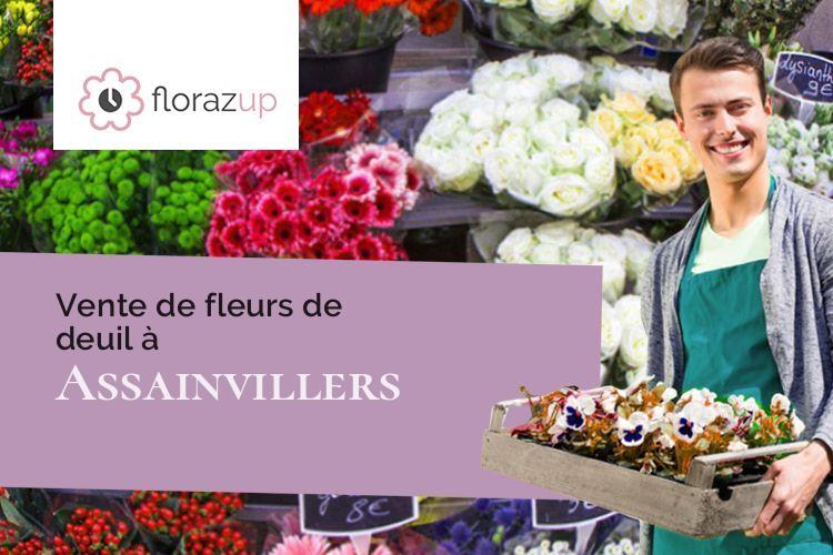 coeurs de fleurs pour un deuil à Assainvillers (Somme/80500)
