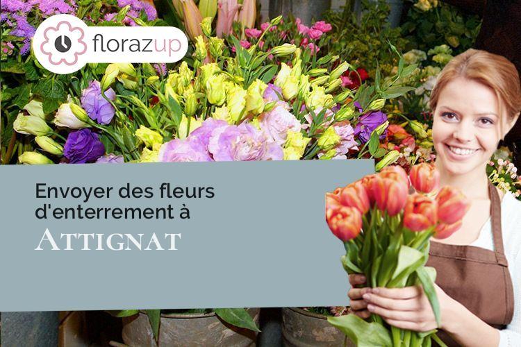 couronnes florales pour des funérailles à Attignat (Ain/01340)