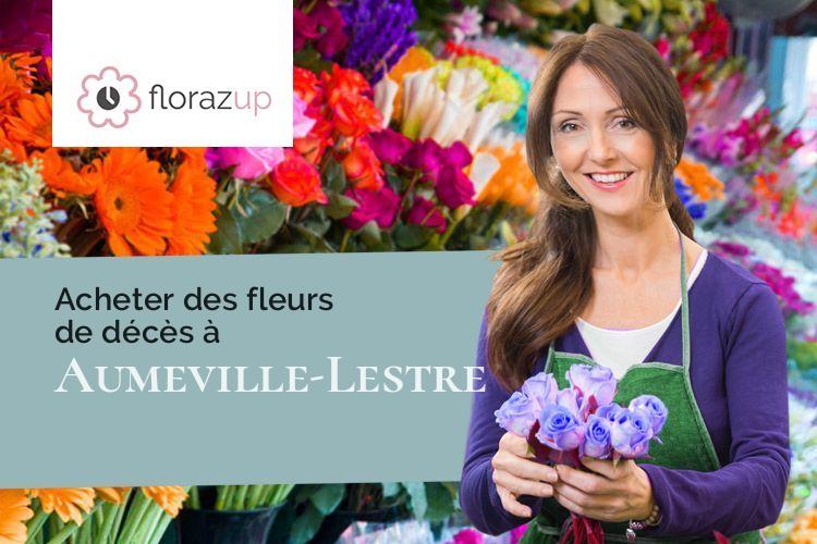 couronnes de fleurs pour un enterrement à Aumeville-Lestre (Manche/50630)