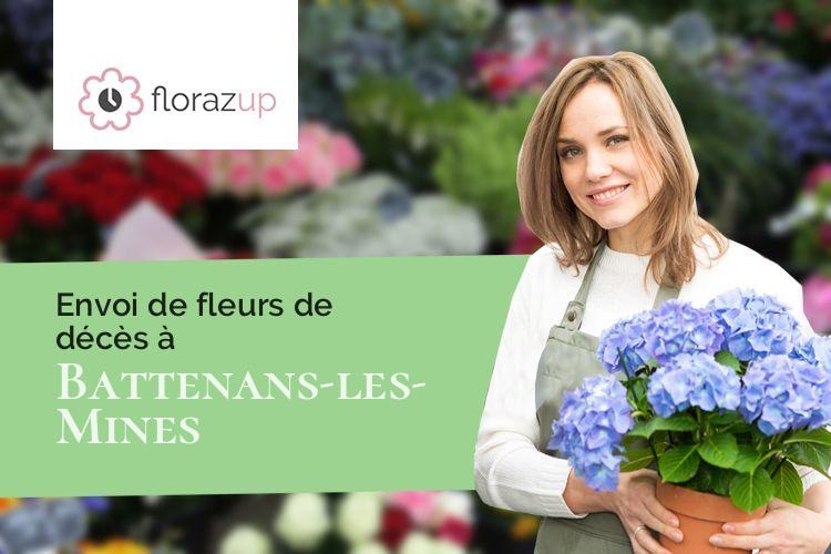 couronnes de fleurs pour un enterrement à Battenans-les-Mines (Doubs/25640)