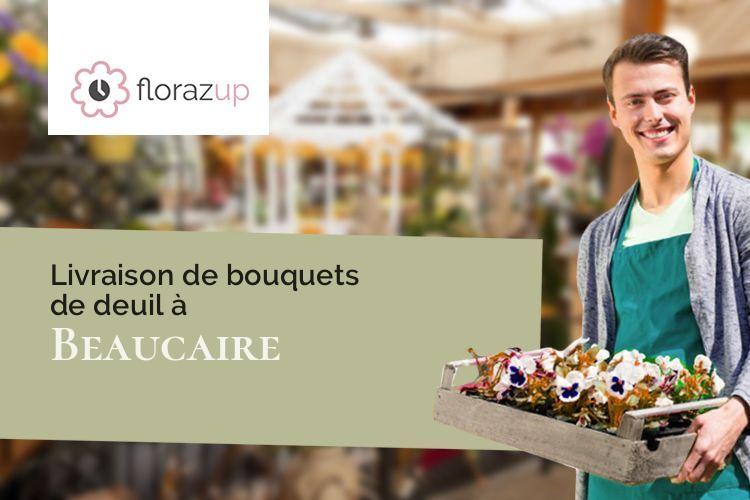 couronnes de fleurs pour des funérailles à Beaucaire (Gers/32410)