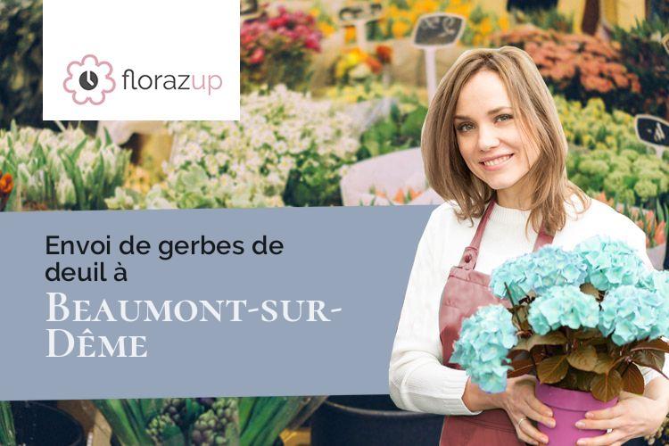 compositions florales pour des funérailles à Beaumont-sur-Dême (Sarthe/72340)