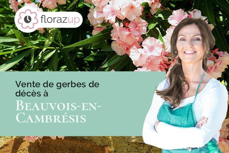 couronnes florales pour des funérailles à Beauvois-en-Cambrésis (Nord/59157)