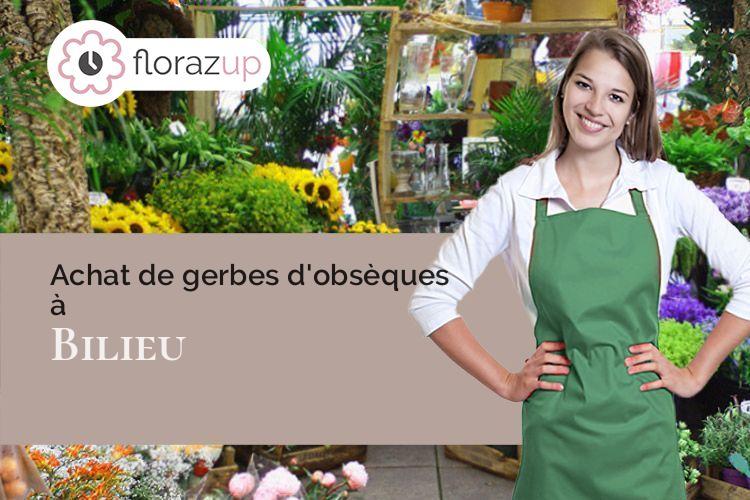 couronnes de fleurs pour un deuil à Bilieu (Isère/38850)
