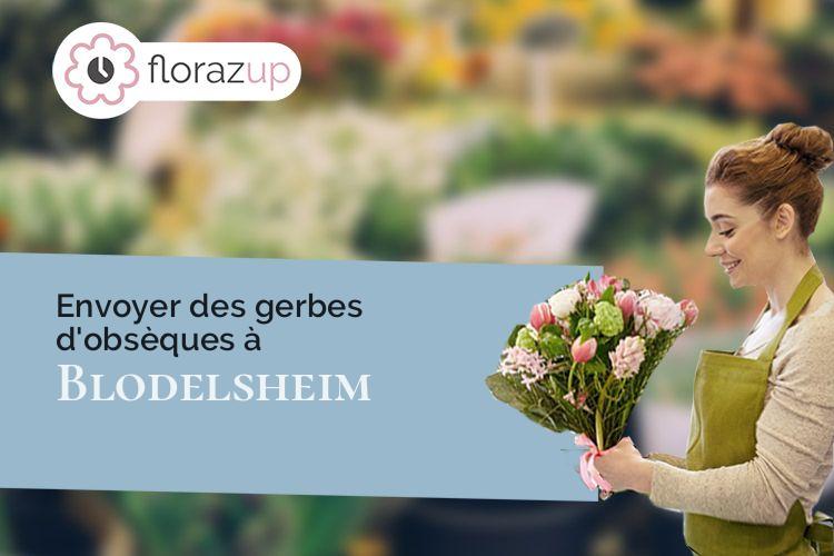 coeur de fleurs pour un décès à Blodelsheim (Haut-Rhin/68740)