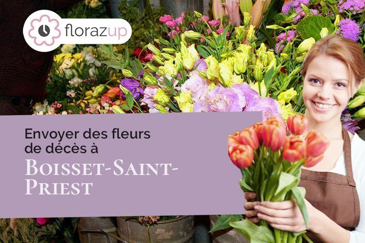 coeur de fleurs pour des funérailles à Boisset-Saint-Priest (Loire/42560)