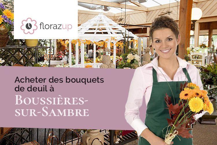 croix de fleurs pour une crémation à Boussières-sur-Sambre (Nord/59330)