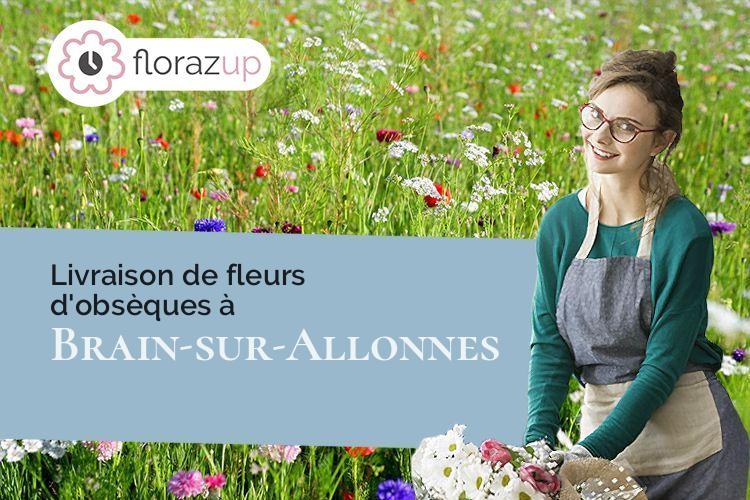 croix de fleurs pour des funérailles à Brain-sur-Allonnes (Maine-et-Loire/49650)