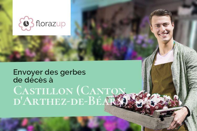 couronnes florales pour des obsèques à Castillon (Canton d'Arthez-de-Béarn) (Pyrénées-Atlantiques/64370)