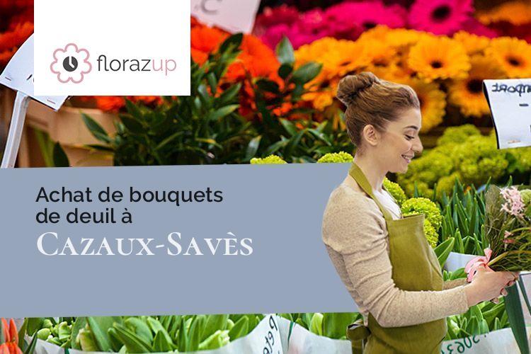 croix de fleurs pour un décès à Cazaux-Savès (Gers/32130)