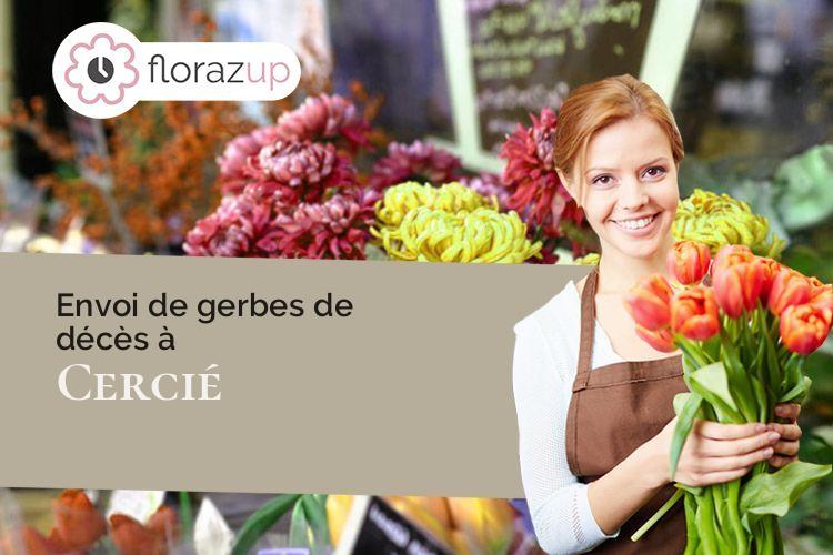 couronnes de fleurs pour une crémation à Cercié (Rhône/69220)