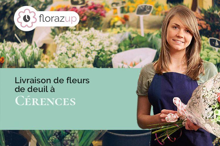 coeur de fleurs pour un deuil à Cérences (Manche/50510)