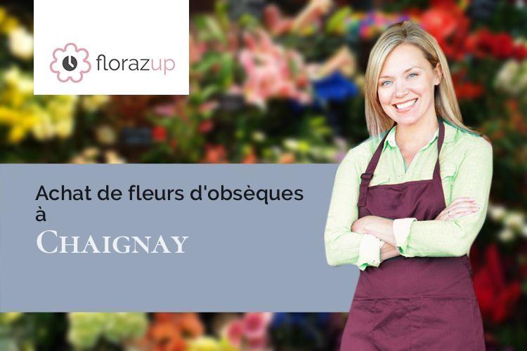 couronnes de fleurs pour des funérailles à Chaignay (Côte-d'Or/21120)