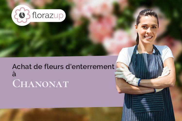 couronnes florales pour un deuil à Chanonat (Puy-de-Dôme/63450)