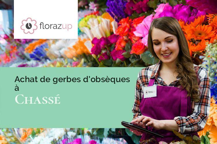 couronnes de fleurs pour des obsèques à Chassé (Sarthe/72670)