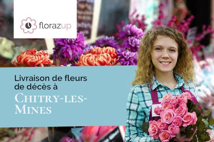 couronnes florales pour des funérailles à Chitry-les-Mines (Nièvre/58800)