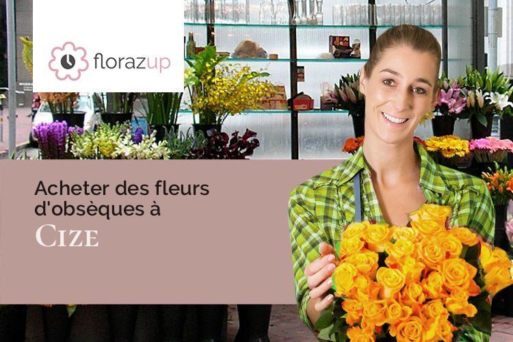 couronnes de fleurs pour un deuil à Cize (Ain/01250)