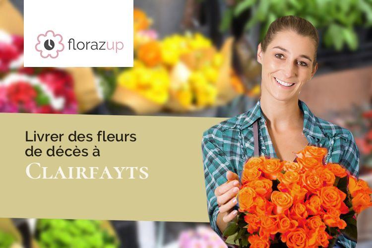 croix de fleurs pour des funérailles à Clairfayts (Nord/59740)