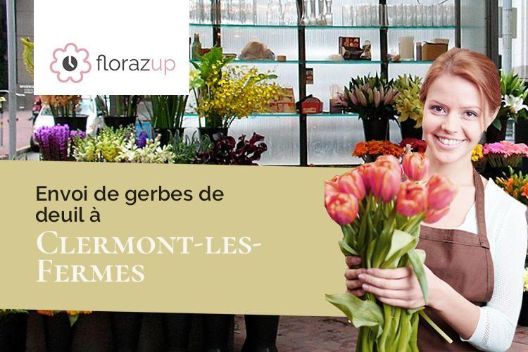 croix de fleurs pour un décès à Clermont-les-Fermes (Aisne/02340)