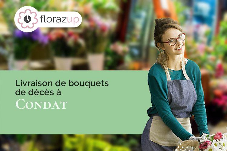 couronnes florales pour des funérailles à Condat (Cantal/15190)