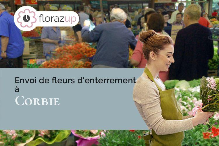 couronnes florales pour un deuil à Corbie (Somme/80800)