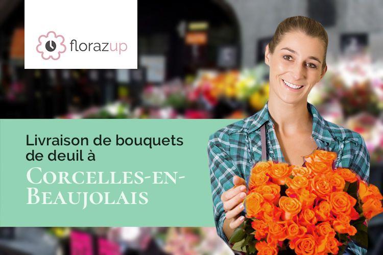 coeurs de fleurs pour un décès à Corcelles-en-Beaujolais (Rhône/69220)
