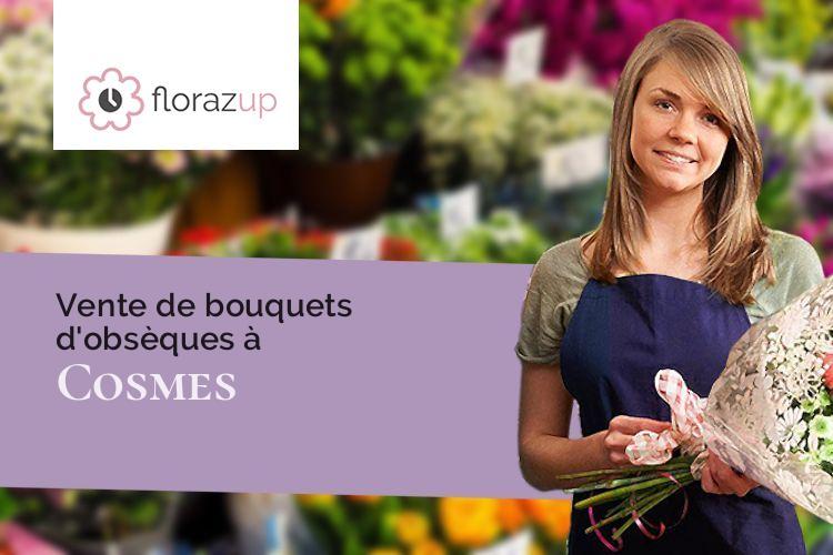 croix de fleurs pour un enterrement à Cosmes (Mayenne/53230)