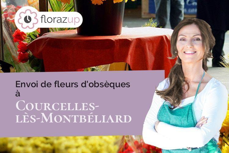 couronnes de fleurs pour un deuil à Courcelles-lès-Montbéliard (Doubs/25420)