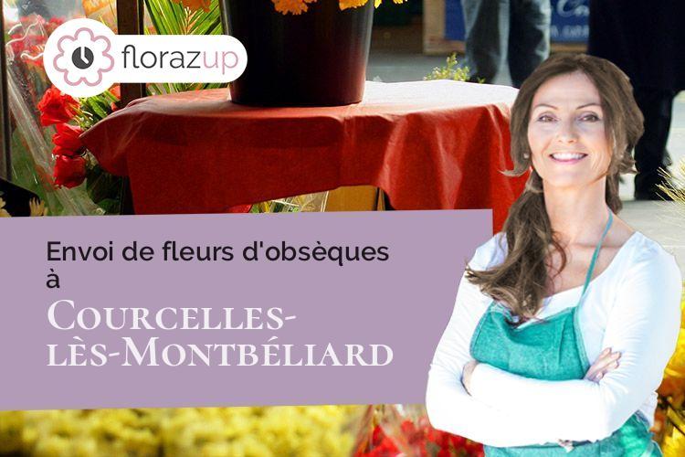 couronnes de fleurs pour un deuil à Courcelles-lès-Montbéliard (Doubs/25420)