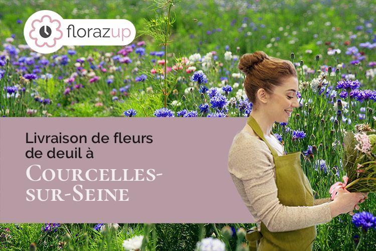 coeur de fleurs pour des funérailles à Courcelles-sur-Seine (Eure/27940)