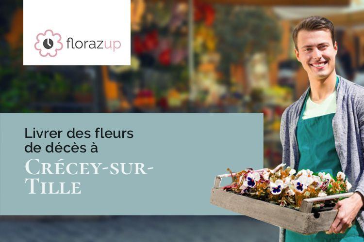 croix de fleurs pour un enterrement à Crécey-sur-Tille (Côte-d'Or/21120)