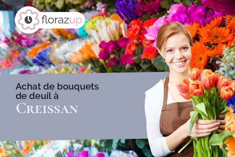 compositions de fleurs pour des funérailles à Creissan (Hérault/34370)