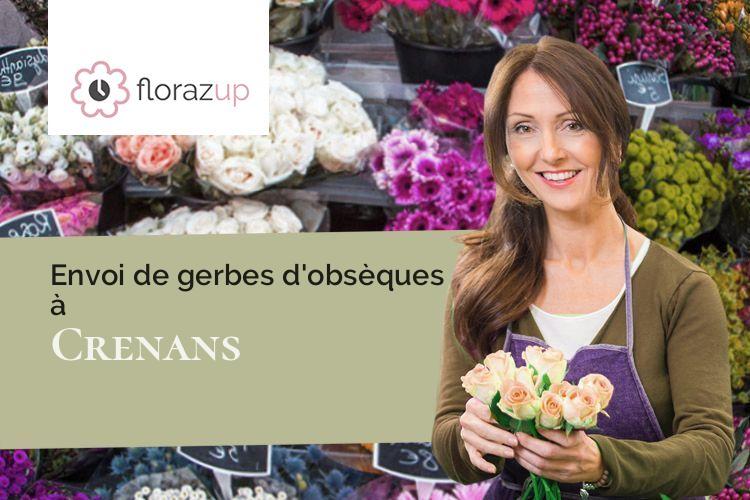 coeurs de fleurs pour des funérailles à Crenans (Jura/39260)