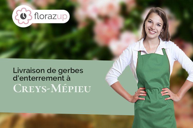 couronnes florales pour un deuil à Creys-Mépieu (Isère/38510)