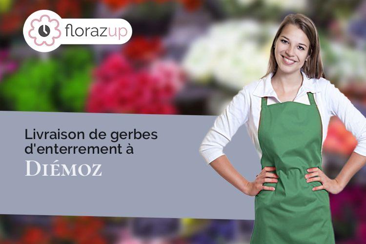 couronnes de fleurs pour des funérailles à Diémoz (Isère/38790)