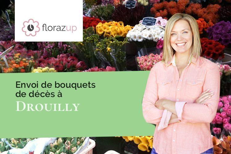 couronnes florales pour des funérailles à Drouilly (Marne/51300)