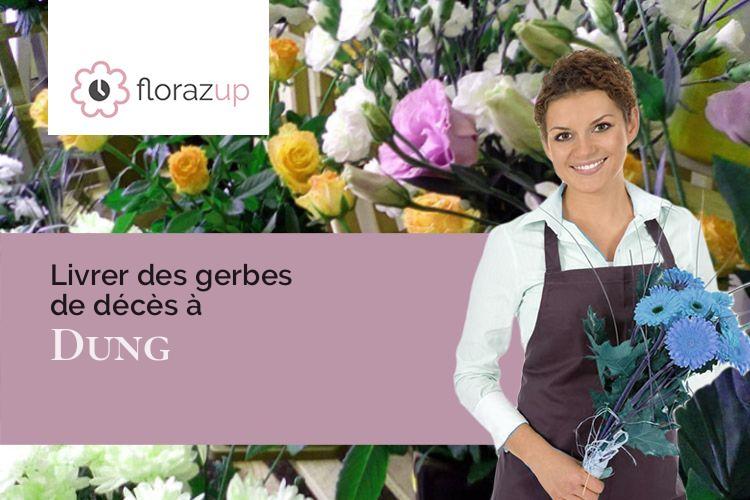 couronnes florales pour un deuil à Dung (Doubs/25550)