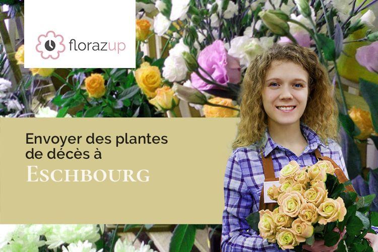 couronnes de fleurs pour un enterrement à Eschbourg (Bas-Rhin/67320)