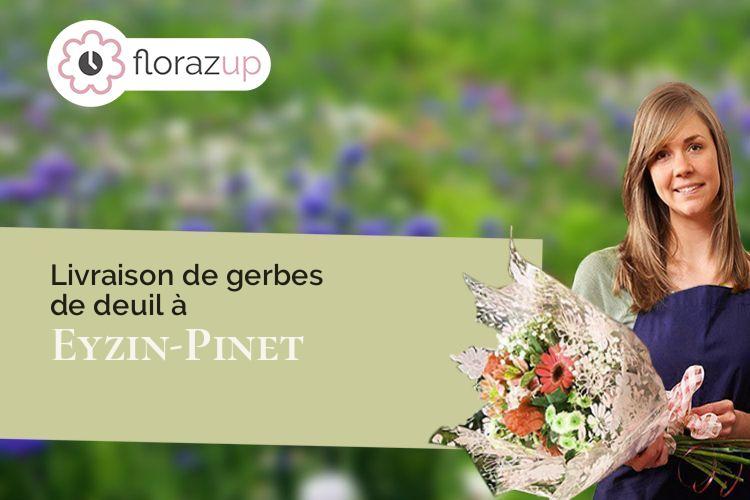 couronnes de fleurs pour des funérailles à Eyzin-Pinet (Isère/38780)