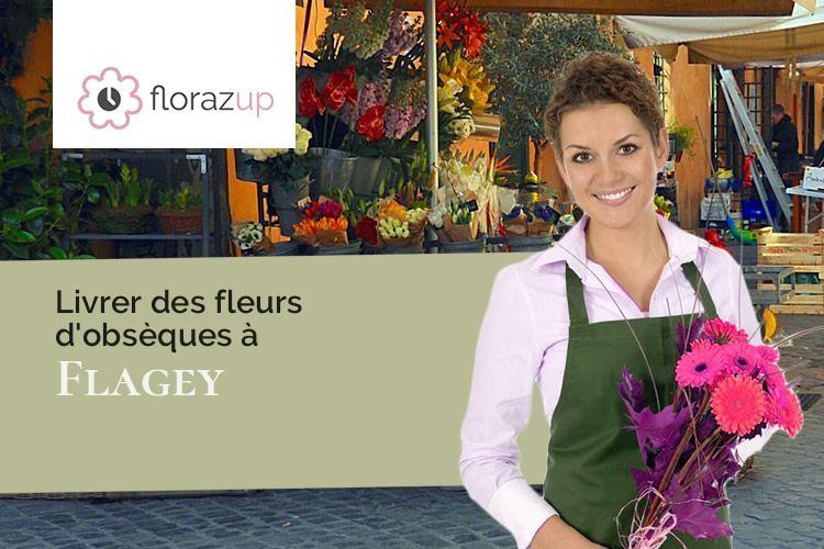 couronnes de fleurs pour des funérailles à Flagey (Doubs/25330)