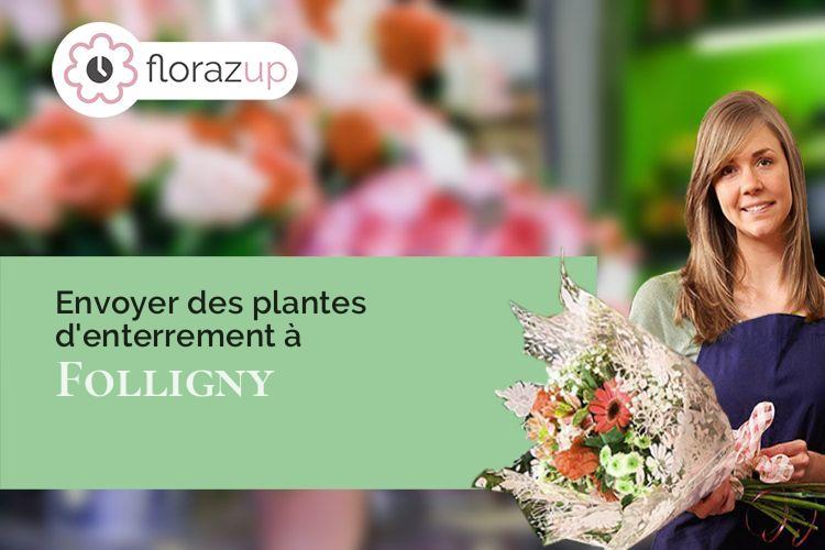 couronnes florales pour un enterrement à Folligny (Manche/50320)