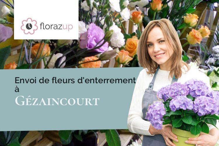 couronnes de fleurs pour un décès à Gézaincourt (Somme/80600)