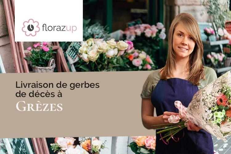 couronnes florales pour des funérailles à Grèzes (Lot/46320)