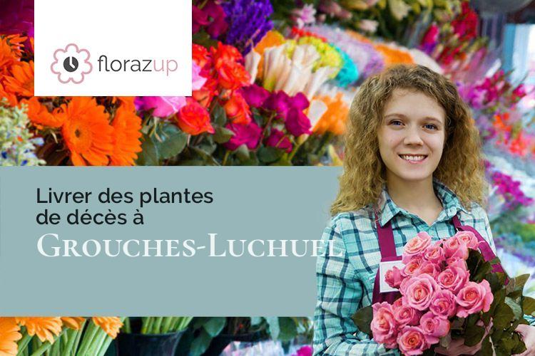 croix de fleurs pour un décès à Grouches-Luchuel (Somme/80600)