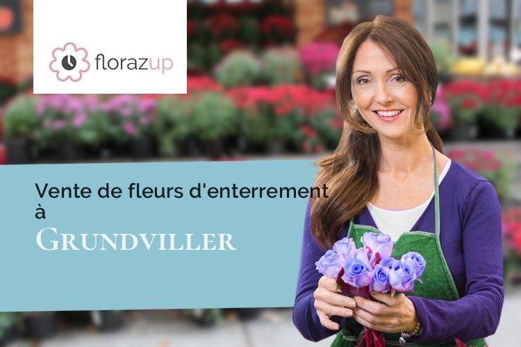 couronnes de fleurs pour un enterrement à Grundviller (Moselle/57510)