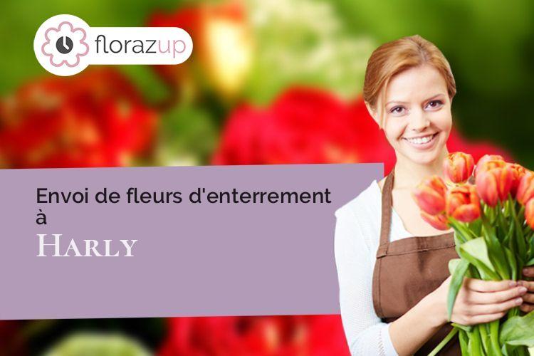 couronnes de fleurs pour des funérailles à Harly (Aisne/02100)